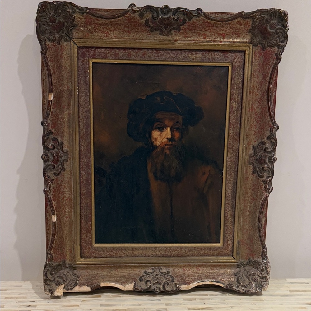 Oil painting "A Bearded Man in a Cap," also known as"A Jewish Rabbi"